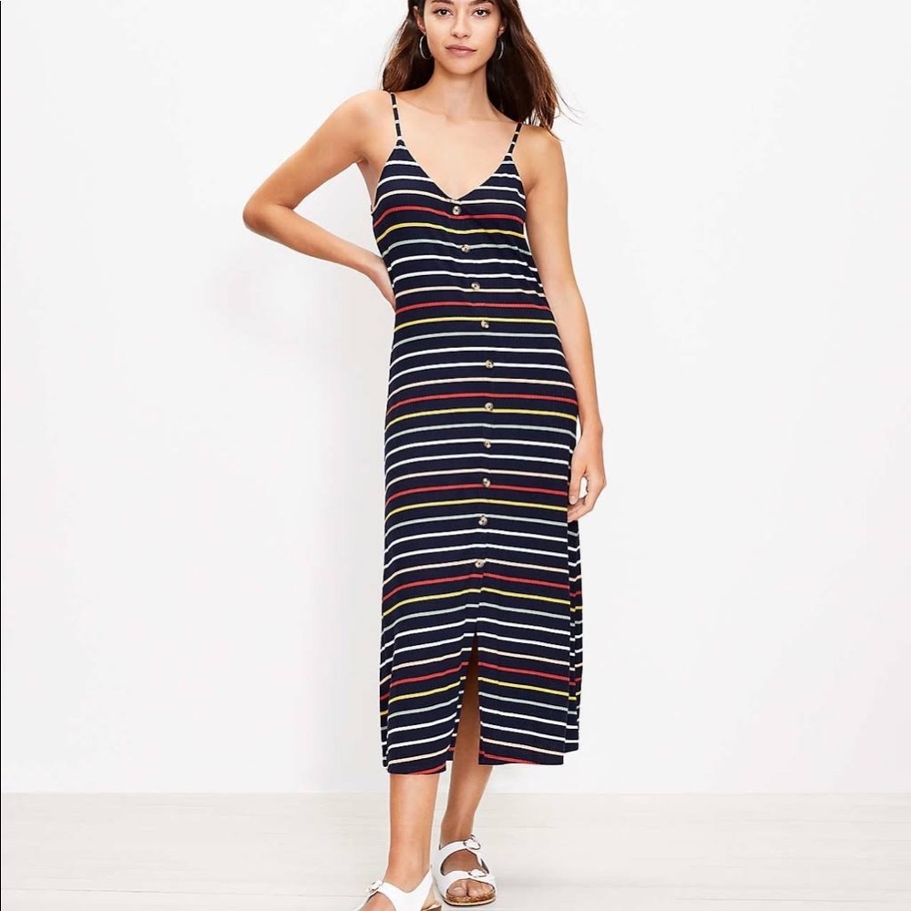 LOFT stripe button trim maxi dress.
